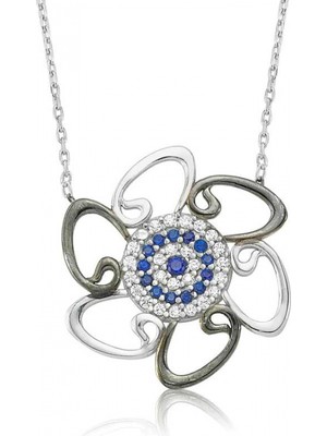 Marsilyan 925 Ayar Gümüş Nazarlı Vav Kadın Gümüş Kolye PT2610135 (72)