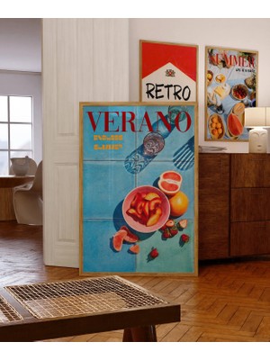 Ninastore Verano Meyve Desenli Poster/ 70'ler Retro Baskı (Dijital Indirme)