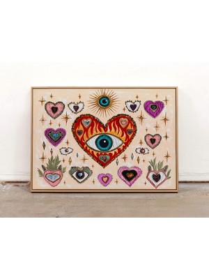 Ninastore Kutsal Kalp Gözü Baskısı: Maksimalist Manevi Boho Duvar Sanatı