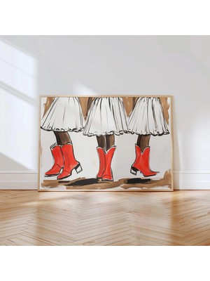 Ninastore Kovboy Çizmeleri Sanat Baskısı: Afro Kız Çiftlik Evi Dekorasyonu (Dijital Indirme)