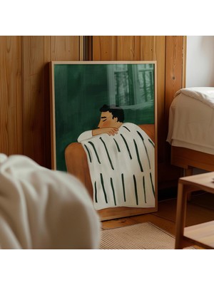 Ninastore Zümrüt Yeşili Soyut Adam Baskısı: Minimalist Duvar Sanatı (Dijital Indirme)