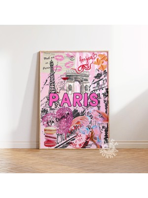 Ninastore Paris Poster Baskısı/ Trendi Paris Duvar Sanatı/ Dopamin Temalı Seyahat Posteri/ Eyfel Kulesi Dijita