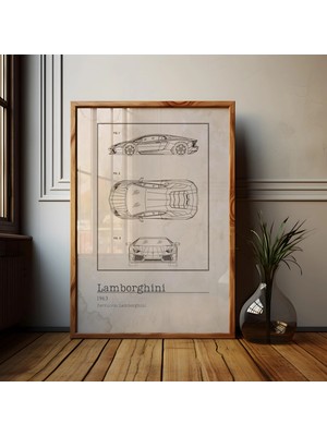Ninastore Lamborghini Aventador 2012 Patent Sanat Baskısı: Süper Otomobil Hatıra Eşyası