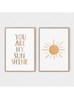 Ninastore Sen Benim Güneş Işığımsın / Güneş Baskısı / 2'li Duvar Sanatı Seti / Boho Çocuk Odası Baskıları / Ya
