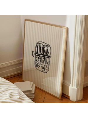 Ninastore Sardalya Baskısı/ Modaya Uygun Konserve Sardalya Dijital Baskısı/ Retro Yaz Mutfağı Estetiği Dekoras