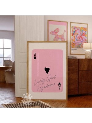 Ninastore Şanslı Kız Sendromu Baskısı/ Trendi Retro Oyun Kartı Posteri/ Şık Duvar Sanatı/ Kalp Ası/ Dijital Ba