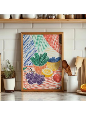 Ninastore Renkli Meyve ve Sebze Mutfağı Baskısı: Modern Yemek Sanatı (Dijital Indirme)
