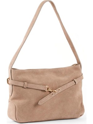 Faik Sönmez Gold Aksesuar Detaylı Gerçek Süet Omuz Çantası S26CNT007