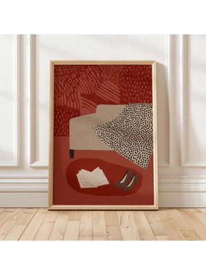 Ninastore Yazdırılabilir Dijital Sanat Eseri - Ayakkabı Desenli Kırmızı Battaniye Tasarımı