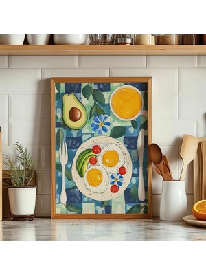 Ninastore Kahvaltı Temalı Sanat Baskısı: Yumurta ve Avokado Mutfak Dekorasyonu (Dijital Indirme)