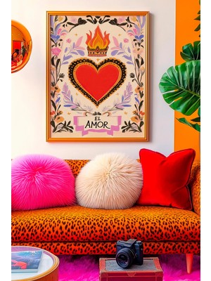 Ninastore Kutsal Kalp Sanat Baskısı: El Amor/ Ispanyol Halk Sanatı Posteri