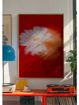 Ninastore Kırmızı Çiçekli Duvar Sanatı Baskısı/ Vintage Çiçek Posteri