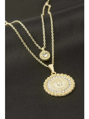 Renklime Mustafa Kemal Atatürk Ikili Kolye