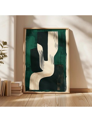 Ninastore Soyut Yeşil ve Siyah Şekiller Baskısı: Minimalist Geometrik Sanat (Dijital Indirme)