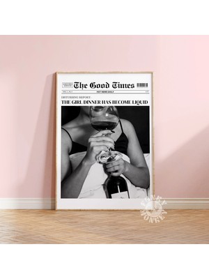 Ninastore Kız Arkadaş Yemeği Gazete Baskısı/ Trendi Duvar Sanatı/ Manşet Posteri/ Şık Poster/ Bar Arabası Deko