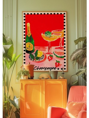 Ninastore Şampanya Kokteyli Posteri: 70'ler Psychedelic Bar Duvar Sanatı (Dijital Indirme)