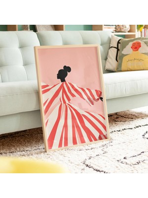 Ninastore Afro Kadın Soyut Sanat Baskısı: Minimalist Çizgili Portre (Dijital Indirme)