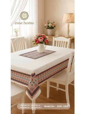 Esse Home Dertsiz Kumaş 8 Kişilik Dijital Baskı Dikdörtgen Masa Örtüsü
