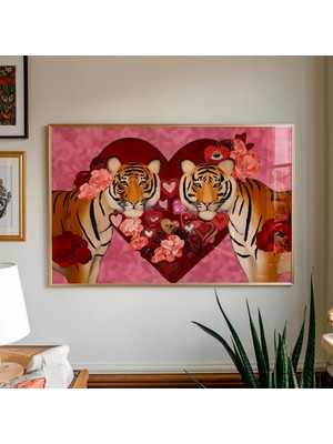 Ninastore Romantik Kaplan Kutsal Kalp Sanat Baskısı: Maksimalist Sevgililer Günü Dekorasyonu (Dijital Indirme)