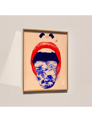 Ninastore Sürreal Çiçekli Dil Sanat Baskısı: Eklektik Pop Duvar Dekoru