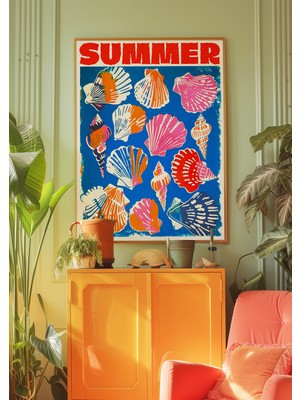 Ninastore Deniz Kabuğu Posteri: 70'ler Retro Yaz Baskısı (Dijital Indirme)