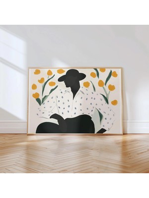 Ninastore Soyut Portre Sanat Baskısı: Siyah Şapkalı Figür (Dijital Indirme)
