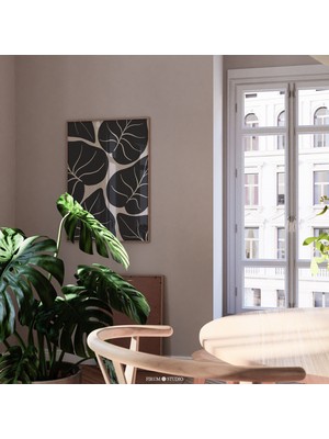 Ninastore Siyah Yaprak Botanik Sanat Baskısı / Orta Çağ Modern Dekorasyonu (Dijital Indirme)