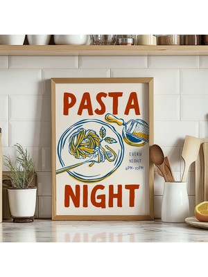 Ninastore Makarna Gecesi Mutfak Baskısı/ Yemek Duvar Sanatı/ Retro Italyan Yemek Baskısı/ Spagetti Sanatı/ Tre