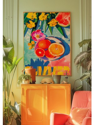 Ninastore 70'ler Yaz Meyveleri Posteri/ Retro Mutfak Baskısı (Dijital Indirme)