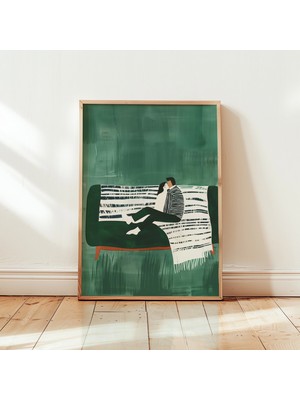 Ninastore Soyut Çift Baskısı: Minimalist Yeşil Duvar Sanatı (Dijital Indirme)