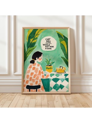 Ninastore Neşeli Yemek Odası Illüstrasyonu: Komik Mutfak Baskısı (Dijital Indirme)