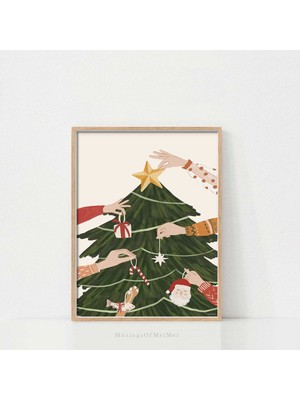 Ninastore Noel Duvar Dekoru / Noel Ağacı Baskısı / Yazdırılabilir Duvar Sanatı / Tatil Dekorasyonu / Noel Bask