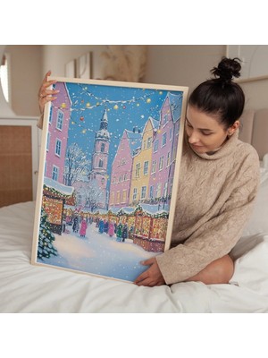 Ninastore Retro Noel Pazarı Baskısı: Pastel Tatil Duvar Sanatı (Dijital Indirme)