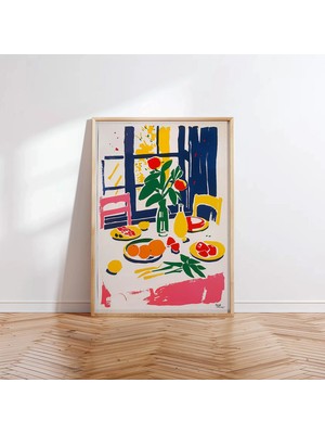 Ninastore Renkli Natürmort Sanat Baskısı: Modern Mutfak Dekorasyonu (Dijital Indirme)