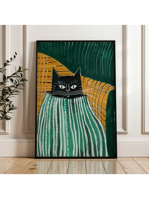 Ninastore Sevimli Kedi Sanat Baskısı: Battaniyeye Sarılmış Şirin Kedi (Dijital Indirme)