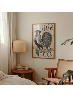Ninastore Vintage Viva Mexico Horoz Baskısı: Retro Meksika Duvar Sanatı (Dijital Indirme)