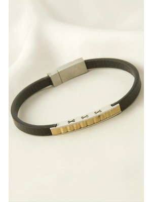 Renklime Burgulu Deri Çelik Bileklik