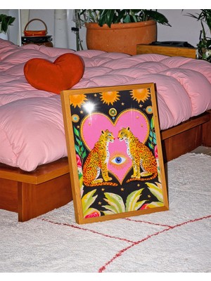 Ninastore Çita Aşkı Sanat Baskısı: Kutsal Kalp/tropikal Orman (Dijital Indirme)