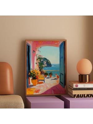 Ninastore Akdeniz Balkon Baskısı: Kıyı Kedisi Sanatı (Dijital Indirme)