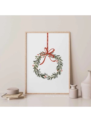 Ninastore Minimalist Noel Baskısı/ Noel Çelenk Baskısı/ Yazdırılabilir Sanat Eseri/ Dijital Indirme/ Noel Duva
