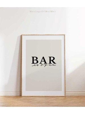 Ninastore Bar Arabası Sanat Baskısı/ Bar Açık/ Siyah Beyaz Sanat/ Bar Arabası Dekorasyonu/ Vintage Retro Bar B