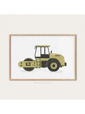 Ninastore Buharlı Silindir Sanat Baskısı/ Yazdırılabilir Duvar Sanatı/ Kamyon Duvar Sanatı/ Inşaat Temalı Çocu