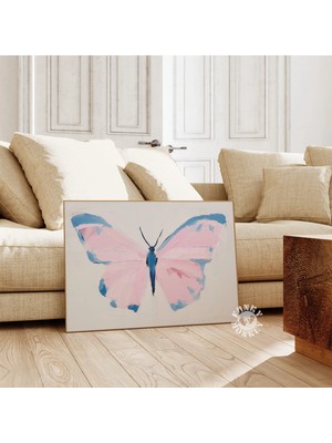 Ninastore Kelebek Duvar Sanatı Baskısı / Pembe Mavi Kız Çocuk Dijital Baskısı / Kız Çocuk Odası Tablosu / Şık