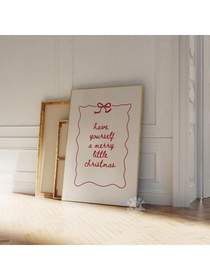Ninastore Mutlu Noeller Baskısı/ Trend Kırmızı Tatil Baskılı Duvar Sanatı/ Kış Posteri/ Noel Tabelası/ Minimal