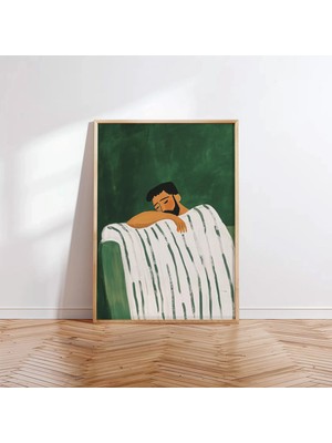 Ninastore Zümrüt Yeşili Soyut Adam Baskısı: Minimalist Duvar Sanatı (Dijital Indirme)