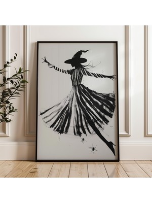 Ninastore Soyut Cadı Silüeti Sanat Baskısı: Modern Gotik Cadılar Bayramı Dekorasyonu (Dijital Indirme)