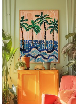 Ninastore Matisse Palmiye Ağaçları Baskısı: Mavi Okyanus/ Plaj Temalı Duvar Sanatı (Dijital Indirme)