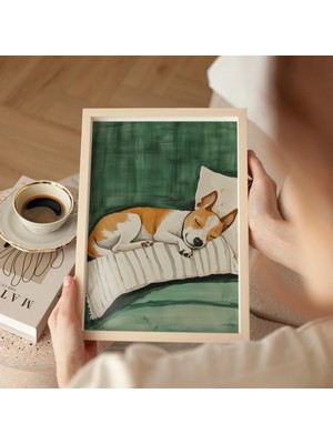 Ninastore Uyuyan Jack Russell Köpek Resim Baskısı: Sevimli Köpek Suluboya (Dijital Indirme)