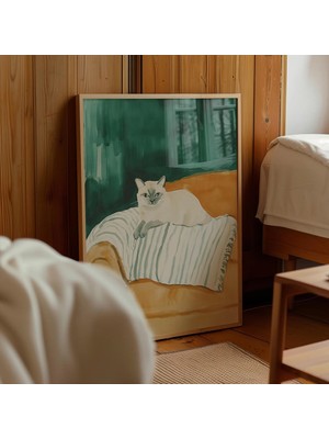 Ninastore Minimalist Kedi Sanat Baskısı: Sevimli Kedi Illüstrasyonu (Dijital Indirme)