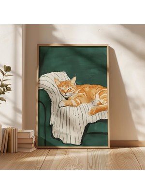 Ninastore Sevimli Turuncu Çizgili Kedi Sanat Baskısı: Neşeli Evcil Hayvan Portresi (Dijital Indirme)